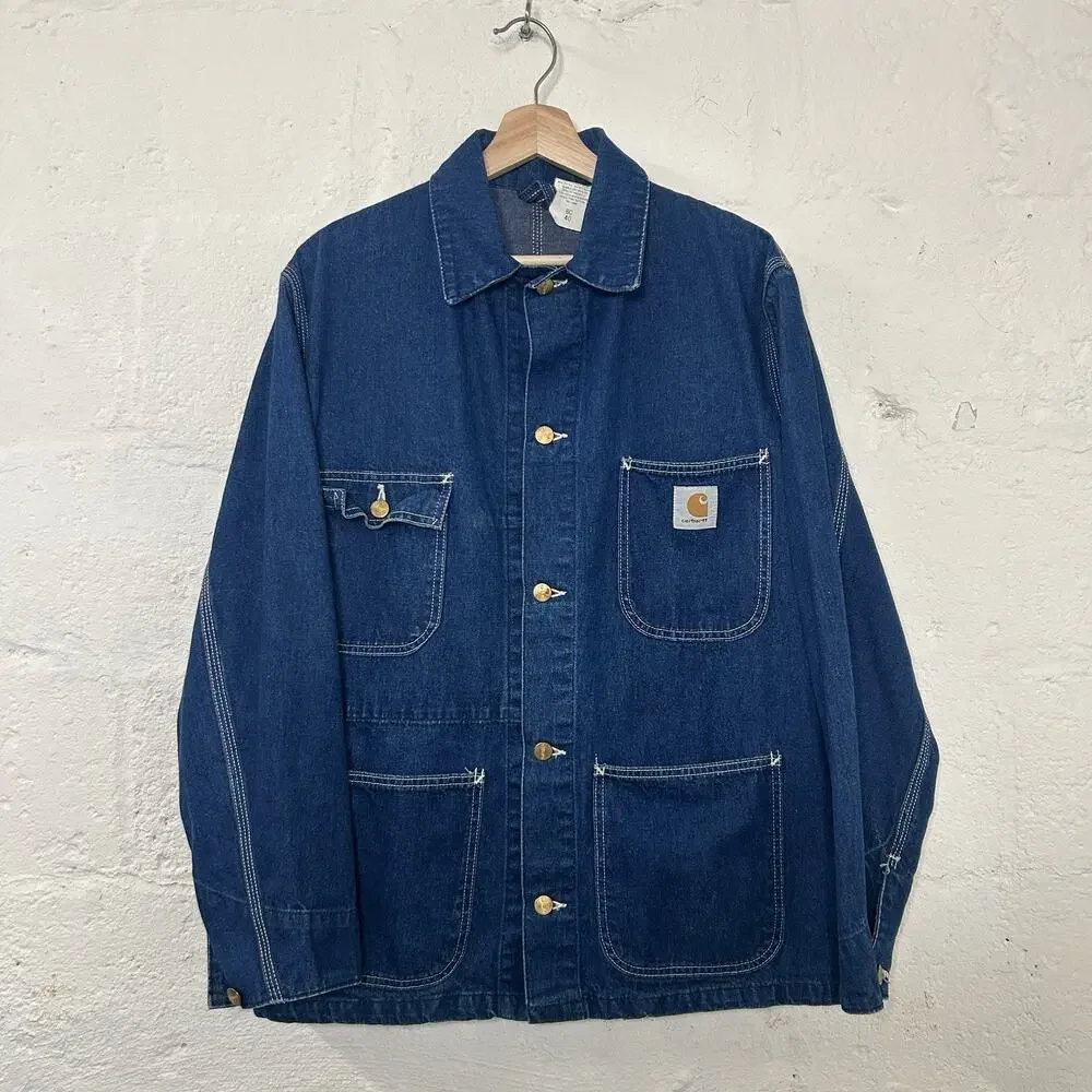 Vintage Carhartt Unlined Denim Chore Coat “Darkstone” 8C